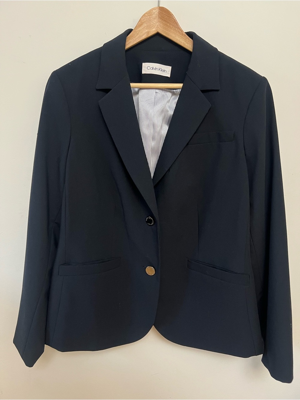 Calvin Klein Women's Black Two-Button Blazer Jacket — Fits Size UK 12 / US 8